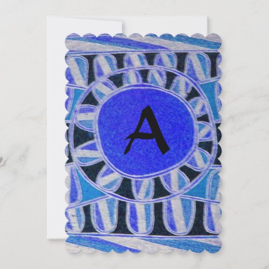 ZONNE-MONOGRAM Geometrisch BlauwTurquoise Wit Zwar Kaart (Voorkant)