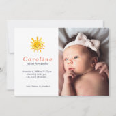 Zonne Naam Baby Geboorte Aankondiging (Voorkant)