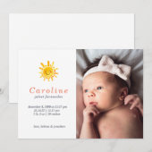 Zonne Naam Baby Geboorte Aankondiging (Voorkant / Achterkant)