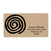 Zonne Spiraal Inheemse Amerikaanse Stam Rotskunst Etiket (Voorkant)