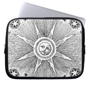 Zonne sterren antieke nachthemel middeleeuwse dier laptop sleeve