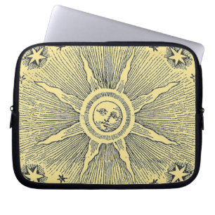 Zonne sterren antieke nachthemel middeleeuwse dier laptop sleeve