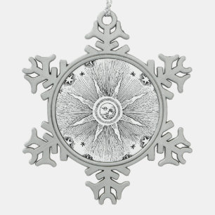 Zonne sterren antieke nachthemel middeleeuwse dier tin sneeuwvlok ornament