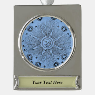 Zonne sterren antieke nachthemel middeleeuwse dier verzilverd banner ornament