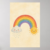 Zonne stortbui Regenboog Gouache Boho Kunst Poster (Voorkant)