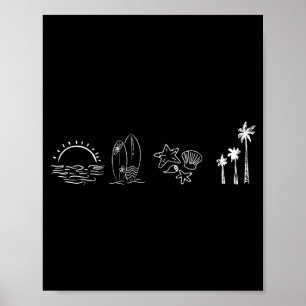 Zonne surfpaneel zee schelp strand zomer poster