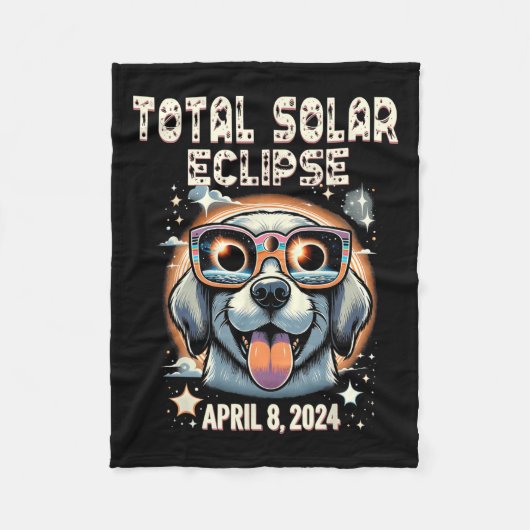 Zonne Totale Eclipse Hond Dragen Zonne Eclipse Gle Fleece Deken (Voorkant)