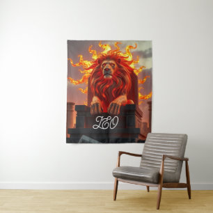Zonne Troon Leeuw Muur Tapijt Wandkleed