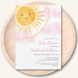 Zonne Wolken Meisje Baby Shower Kaart