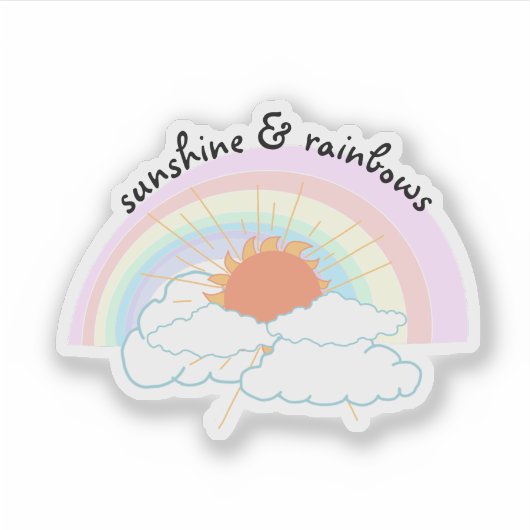 Zonne Wolken Regenbogen Sticker (Voorkant)