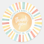 Zonne Zon Baby Borrel Ronde Sticker (Voorkant)