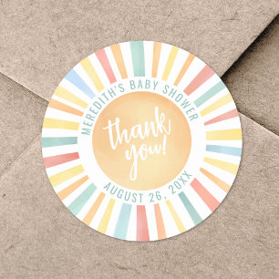 Zonne Zon Baby Borrel Ronde Sticker
