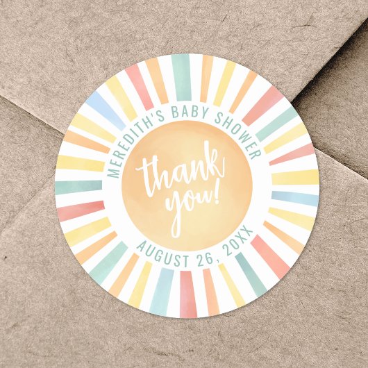 Zonne Zon Baby Borrel Ronde Sticker