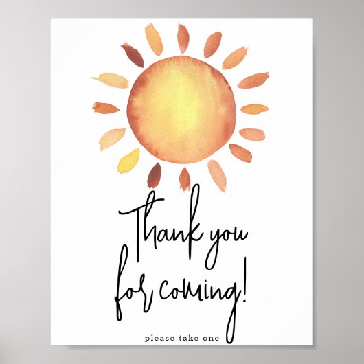 Zonne Zon dank je voor het komen Poster (Voorkant)