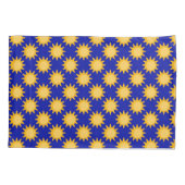 Zonne Zon Patroonontwerp Op Blauwe Kussensloop (Achterkant)