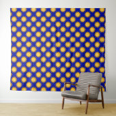 Zonne Zon Patroonontwerp Op Blauwe  Wandkleed (In Situ (horizontaal))