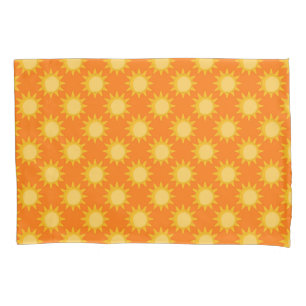 Zonne Zon Patroonontwerp Op Oranje Kussensloop