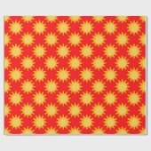 Zonne Zon Patroonontwerp Op Rood Cadeaupapier (Vlak)