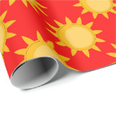 Zonne Zon Patroonontwerp Op Rood Cadeaupapier (Rol Hoek)