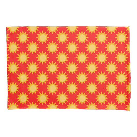 Zonne Zon Patroonontwerp Op Rood Kussensloop (Voorkant)