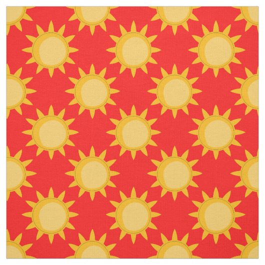 Zonne Zon Patroonontwerp Op Rood Stof (Swatch)