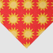 Zonne Zon Patroonontwerp Op Rood Tissuepapier (Detail)