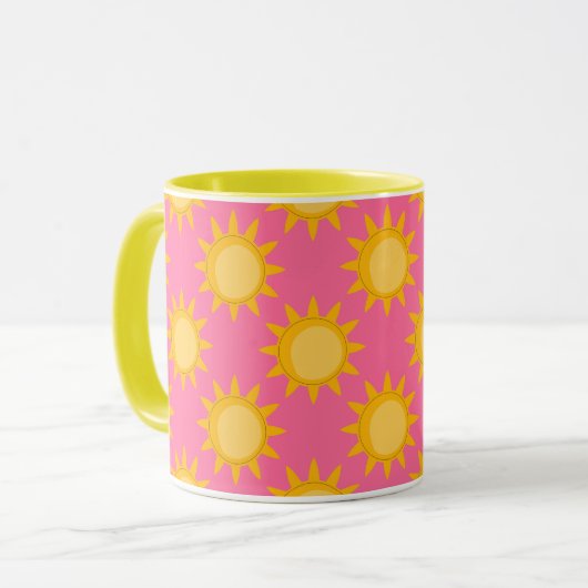 Zonne Zon Patroonontwerp Op Roze Mok (Voorkant links)