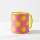 Zonne Zon Patroonontwerp Op Roze Mok (Voorkant rechts)
