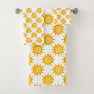 Zonne Zon Patroonontwerp Op Wit Bad Handdoek