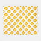 Zonne Zon Patroonontwerp Op Wit Fleece Deken (Voorkant (Horizontaal))