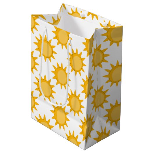 Zonne Zon Patroonontwerp Op Wit Medium Cadeauzakje (Voorkant Gekanteld)