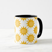 Zonne Zon Patroonontwerp Op Wit Mok (Voorkant rechts)