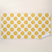 Zonne Zon Patroonontwerp Op Wit Strandlaken (Voorkant)