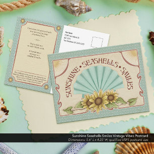 Zonne Zonnebloemen Glimlachen Vintage Vibes Briefkaart
