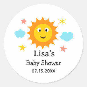 Zonne Zonneschijn Baby Shower  Ronde Sticker
