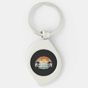 Zonne Zonneschijn Zomer Palm Bomen Strand Retro Tr Sleutelhanger