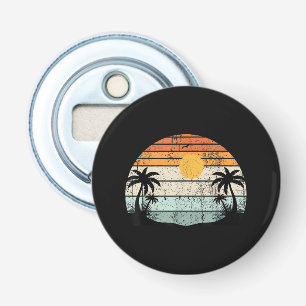 Zonne Zonneschijn Zomer Palmboom Strand Retro Trop Button Flesopener