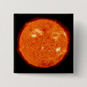 Zonneactiviteit op de zon 3 vierkante button 5,1 cm