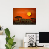 ZonneAfrikaanse savanne Elephants Poster (Thuiskantoor)