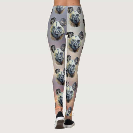 ZonneAfrikaanse Wilde Dog bedreigde oorspronkelijk Leggings (Achterkant)
