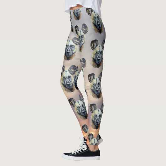ZonneAfrikaanse Wilde Dog bedreigde oorspronkelijk Leggings (Links)