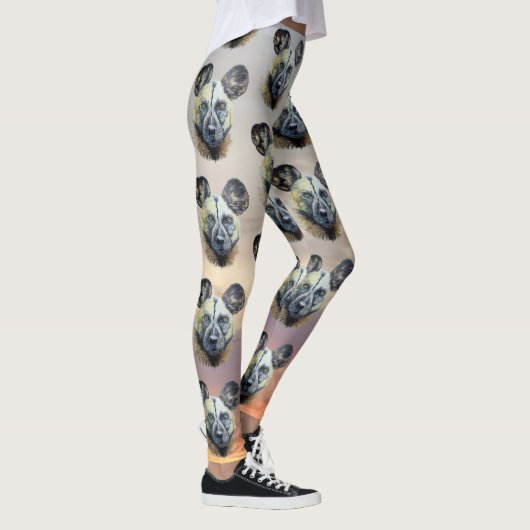 ZonneAfrikaanse Wilde Dog bedreigde oorspronkelijk Leggings (Rechts)