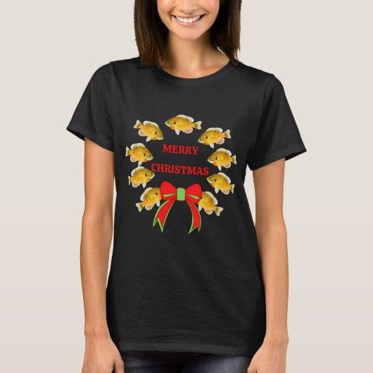 Zonnebaars Krans Prettig Kerstfeest T-shirt (Voorkant)