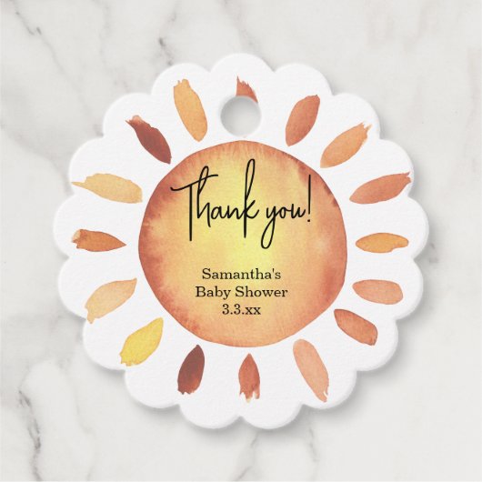 Zonnebaby shower bedankt bedankjes labels (Voorkant)