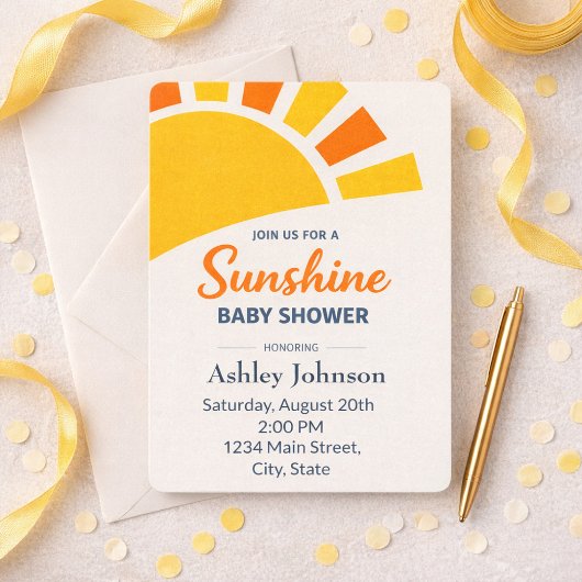 Zonnebabyfeest Uitnodiging – Moderne Zon