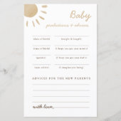 Zonnebabyfeestje advies en voorspellingen spel (Voorkant)