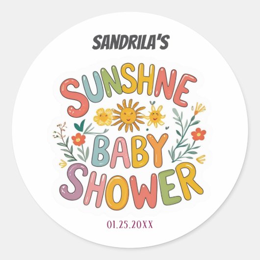 Zonnebabyfeestje Ronde Sticker (Voorkant)