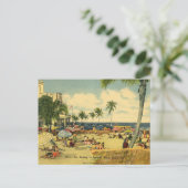 Zonnebaden aan de kust van Miami Beach. Feestdagenkaart (Staand voorkant)