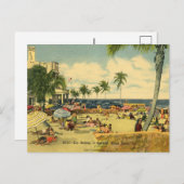 Zonnebaden aan de kust van Miami Beach. Feestdagenkaart (Voorkant / Achterkant)