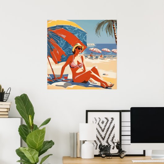 Zonnebaden aan de Riviera Print (Thuiskantoor)